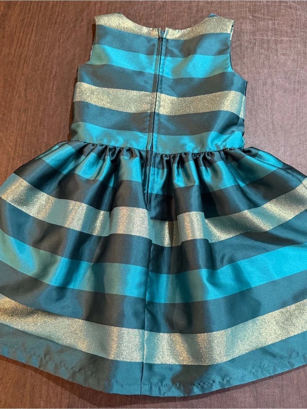 Children’s Place Striped Shiny Green Formal Dress Sz 6